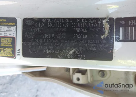 2015 Kia Forte Lx z USA, uszkodzony, nr VIN KNAFK4A67F5418000